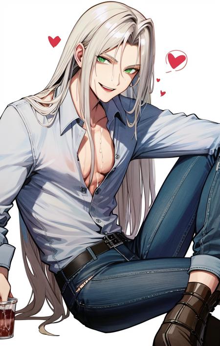 36740-2715326454-highres, detailed, flat shading, sitting, drinking steaming liquid, muscular male, sephiroth [final fantasy], male focus, button.png